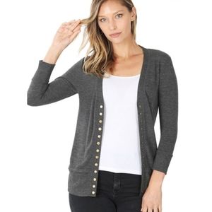 Charcoal Snap Cardigan